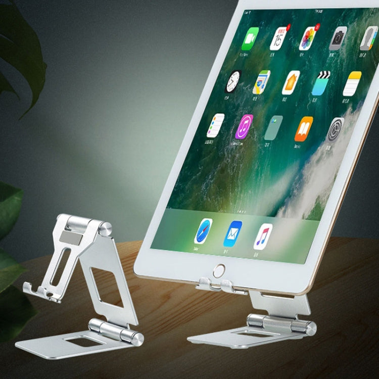 Z10A   Aluminum Alloy Double Folding Mobile Phone Holder Desktop Tablet Lazy Holder(Silver)