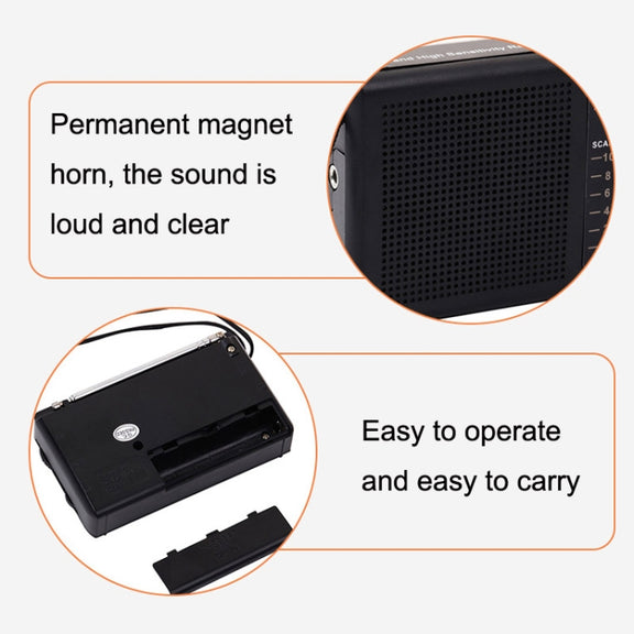 BAIJIALI BJL228 Retro Portable Two Band FM AM Radio Built-in Speaker(Black)