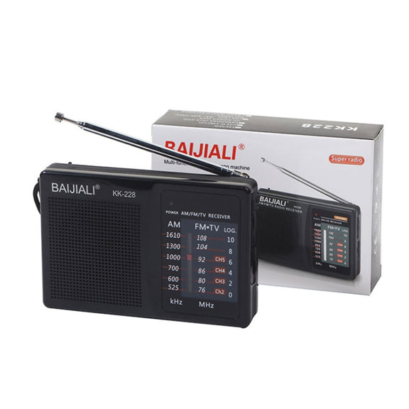 BAIJIALI BJL228 Retro Portable Two Band FM AM Radio Built-in Speaker(Black)