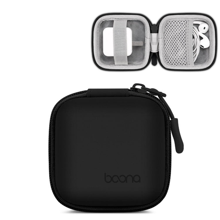 Baona BN-F001 Leather Digital Headphone Cable U Disk Storage Bag, Specification: Small Square Black