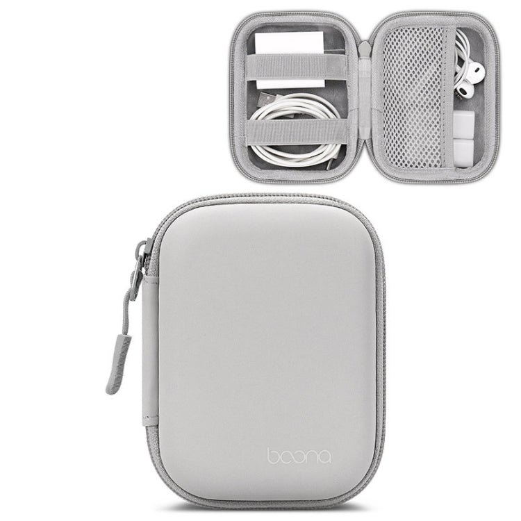 Baona BN-F003 Leather Digital Headphone Cable U Disk Storage Bag, Specification: Rectangular Gray