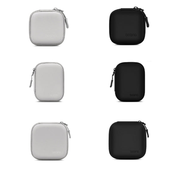Baona BN-F003 Leather Digital Headphone Cable U Disk Storage Bag, Specification: Rectangular Black