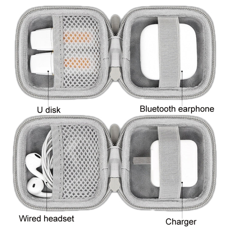 Baona BN-F003 Leather Digital Headphone Cable U Disk Storage Bag, Specification: Rectangular Black