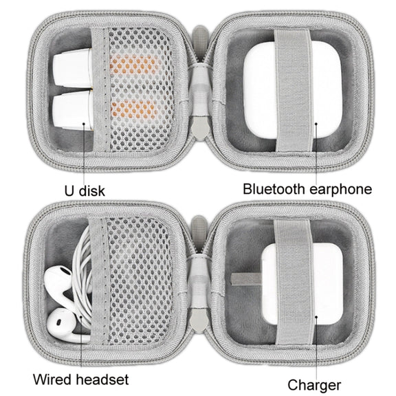Baona BN-F003 Leather Digital Headphone Cable U Disk Storage Bag, Specification: Rectangular Black