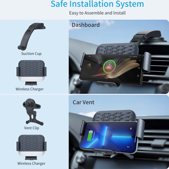 For Samsung Galaxy Z Fold4 / 3 S10 Folding Screen Mobile Phone Vehicle Bracket Dual Coil Wireless Charger