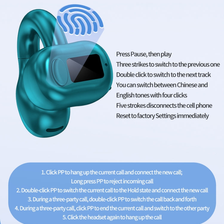 M10 IPX5 Water-resistant Ear Clip Bluetooth Earphones, Style: Single White