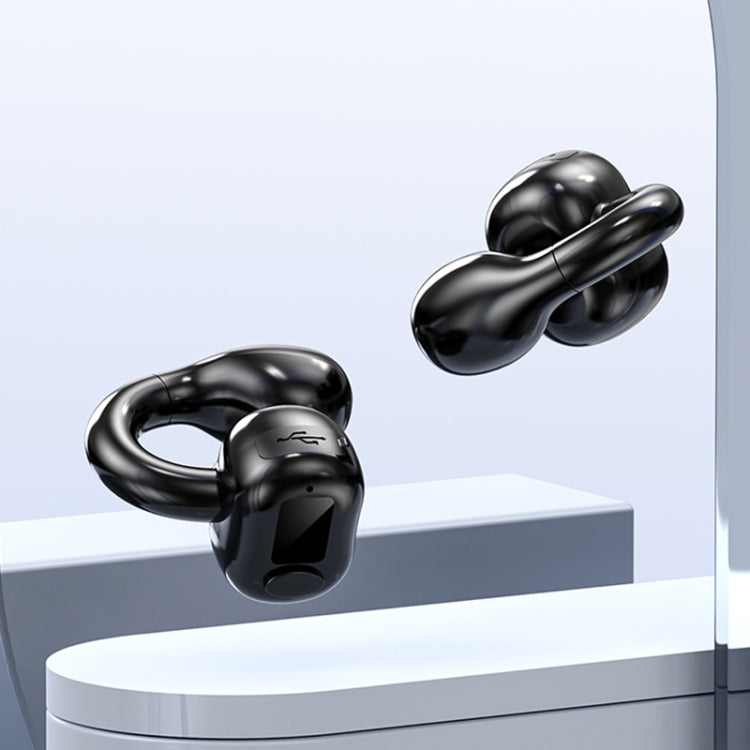 M10 IPX5 Water-resistant Ear Clip Bluetooth Earphones, Style: Doble Black