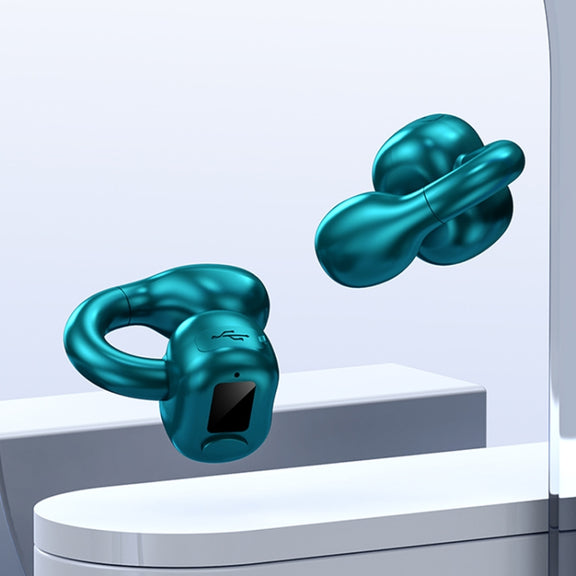 M10 IPX5 Water-resistant Ear Clip Bluetooth Earphones, Style: Doble Green