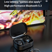 S260 Hanging Ear With Charging Bin Digital Display Stereo Bluetooth Earphones(Black)