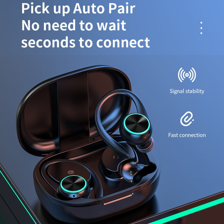 R201 With Charging Bin Hanging Ear Stereo Digital Display Bluetooth Earphones(Skin Color)