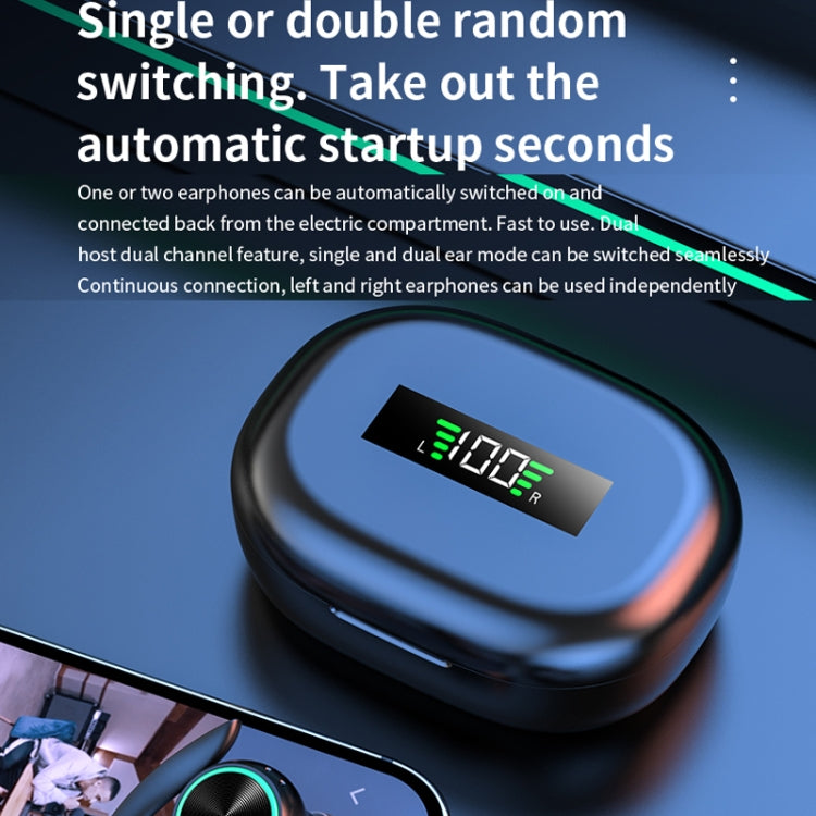 R201 With Charging Bin Hanging Ear Stereo Digital Display Bluetooth Earphones(Skin Color)