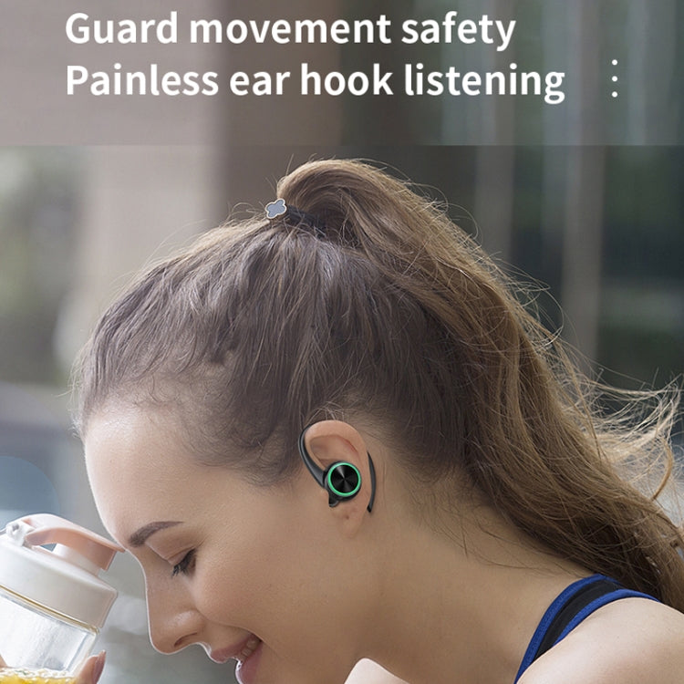 R201 With Charging Bin Hanging Ear Stereo Digital Display Bluetooth Earphones(Skin Color)