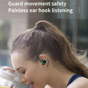 R201 With Charging Bin Hanging Ear Stereo Digital Display Bluetooth Earphones(Skin Color)