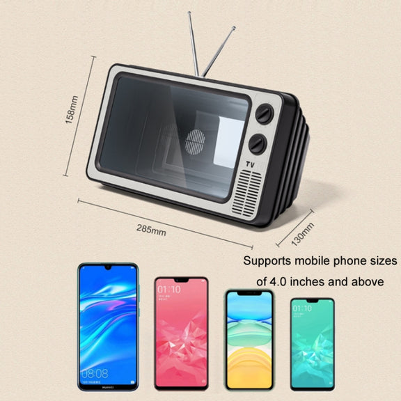 Retro TV Mobile Phone Screen Video Amplifier Mobile Phone Holder(Brown Wood)