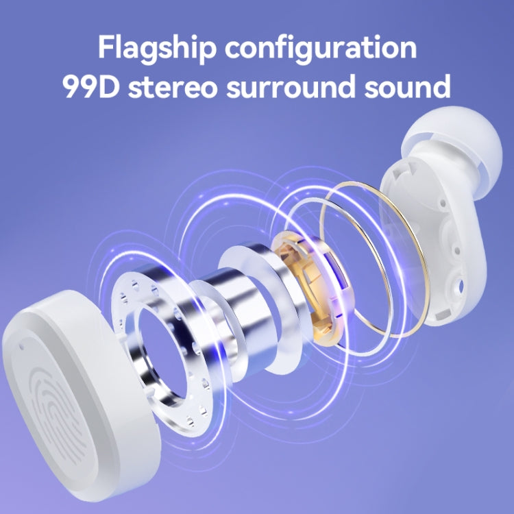 With Charging Bin Stereo Wireless Bluetooth Earphones, Style: BY18 Digital Display White