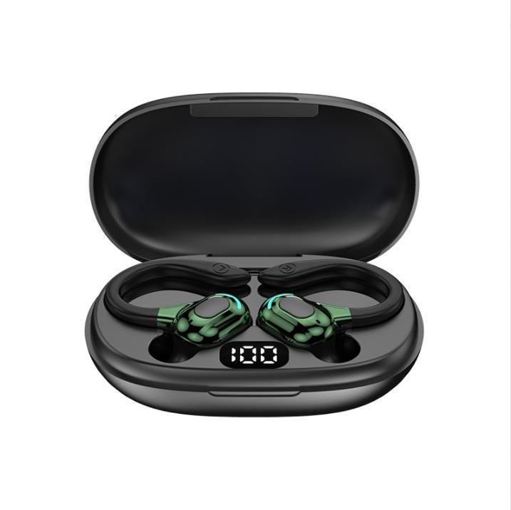 F8 Hanging Ear Stereo Wireless Bluetooth Earphones With Charging Bin(Green Double Ear)