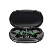 F8 Hanging Ear Stereo Wireless Bluetooth Earphones With Charging Bin(Green Double Ear)