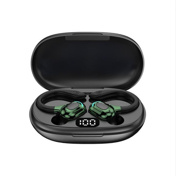F8 Hanging Ear Stereo Wireless Bluetooth Earphones With Charging Bin(Green Double Ear)