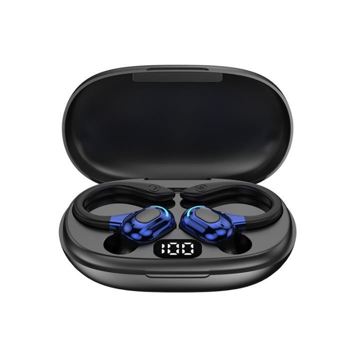 F8 Hanging Ear Stereo Wireless Bluetooth Earphones With Charging Bin(Blue Double Ear)