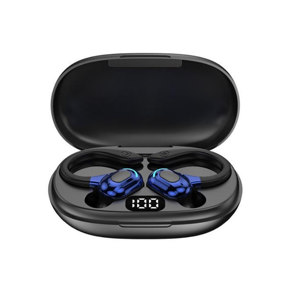 F8 Hanging Ear Stereo Wireless Bluetooth Earphones With Charging Bin(Blue Double Ear)