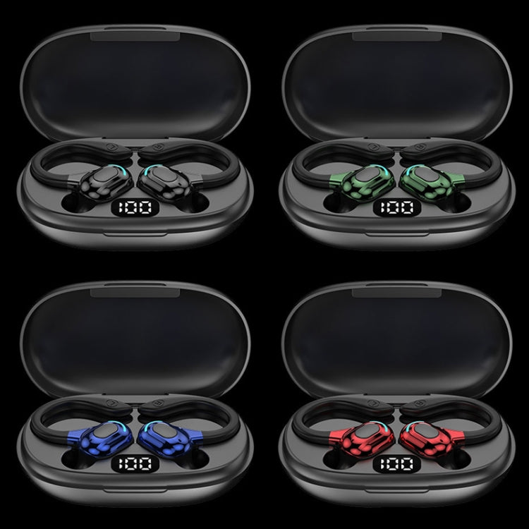 F8 Hanging Ear Stereo Wireless Bluetooth Earphones With Charging Bin(Blue Double Ear)