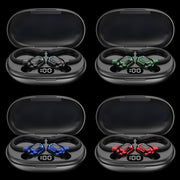 F8 Hanging Ear Stereo Wireless Bluetooth Earphones With Charging Bin(Black Double Ear)