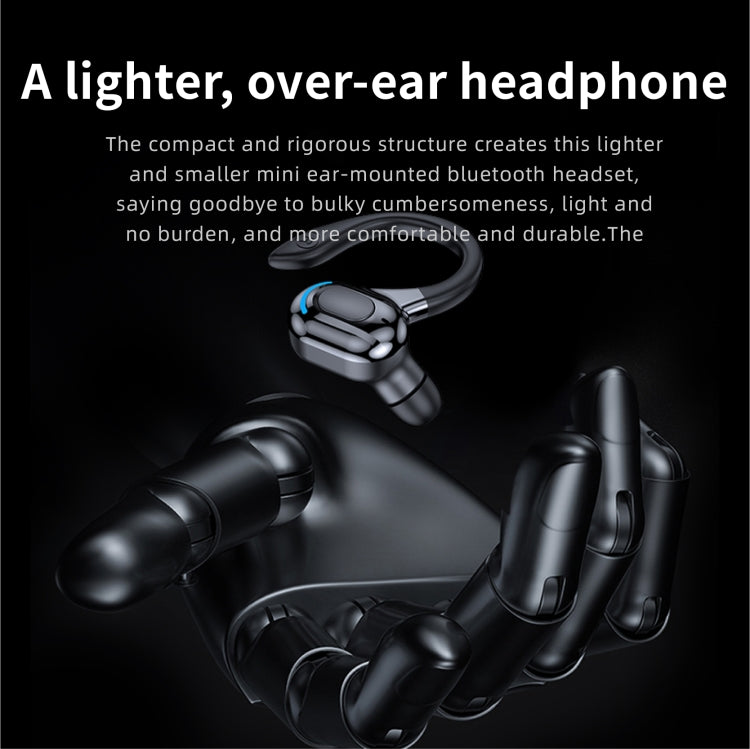 F8 Hanging Ear Stereo Wireless Bluetooth Earphones With Charging Bin(Blue Double Ear)