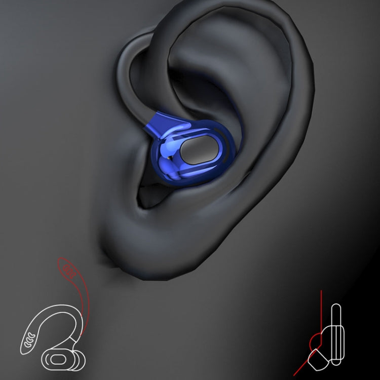 F8 Hanging Ear Stereo Wireless Bluetooth Earphones With Charging Bin(Blue Double Ear)