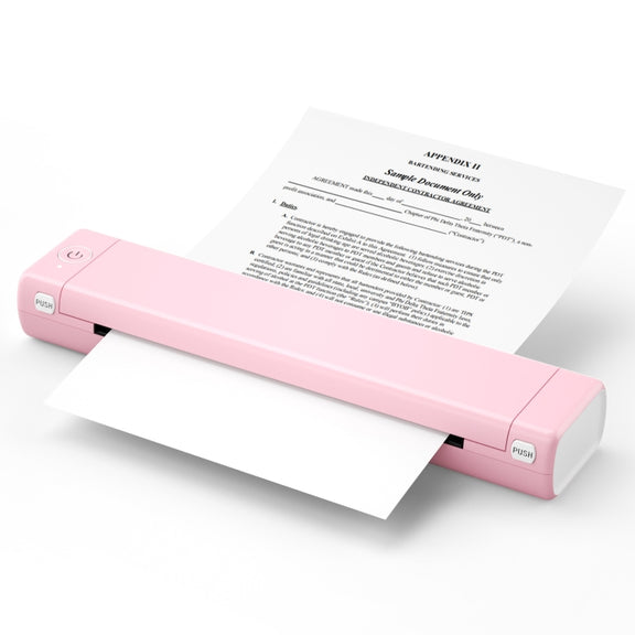 M08F Bluetooth Wireless Handheld Portable Thermal Printer(Pink A4 Version)