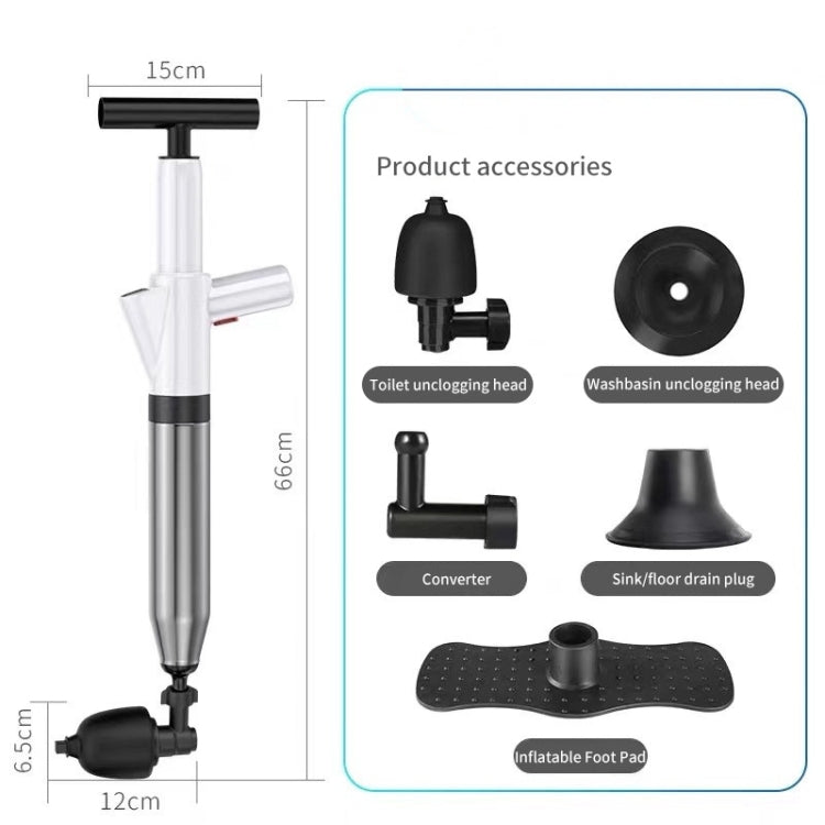 Toilet Pipe Dredger Toilet Sewer Floor Drain Clogged Household High Pressure Pneumatic Tool(Gray)