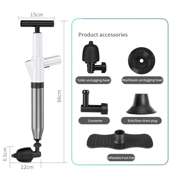 Toilet Pipe Dredger Toilet Sewer Floor Drain Clogged Household High Pressure Pneumatic Tool(Gray)