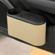 Car Seat Water Cup Holder Umbrella Storage Box Trash Can, Color: Beige Leather