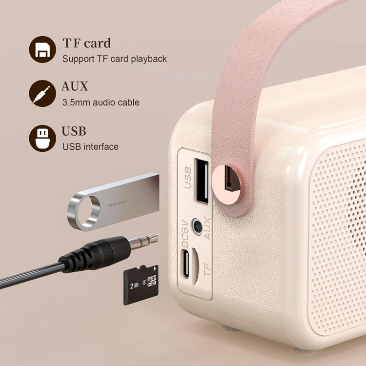 S11 Handheld Retro Alarm Clock Bluetooth Speaker Desktop Portable Clock(Beige)