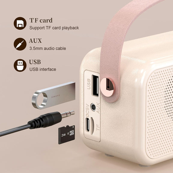 S11 Handheld Retro Alarm Clock Bluetooth Speaker Desktop Portable Clock(Beige)