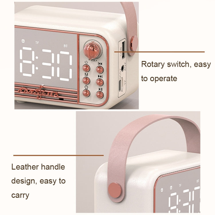 S11 Handheld Retro Alarm Clock Bluetooth Speaker Desktop Portable Clock(Beige)