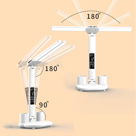 LED Intelligent Digital Display Foldable Desk Lamp, Style: Double Head Charging 3200mAh
