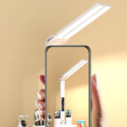 LED Intelligent Digital Display Foldable Desk Lamp, Style: Double Head Charging 3200mAh