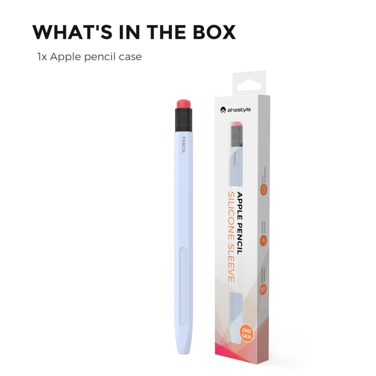 For Apple Pencil 2 AhaStyle PT180-2 Silicone Protective Case Anti-Slip And Anti-Drop Capacitive Pen Case(Sky Blue)