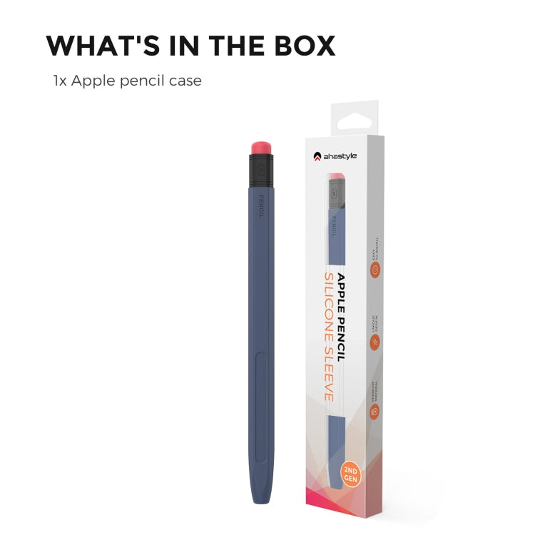 For Apple Pencil 2 AhaStyle PT180-2 Silicone Protective Case Anti-Slip And Anti-Drop Capacitive Pen Case(Midnight Blue)