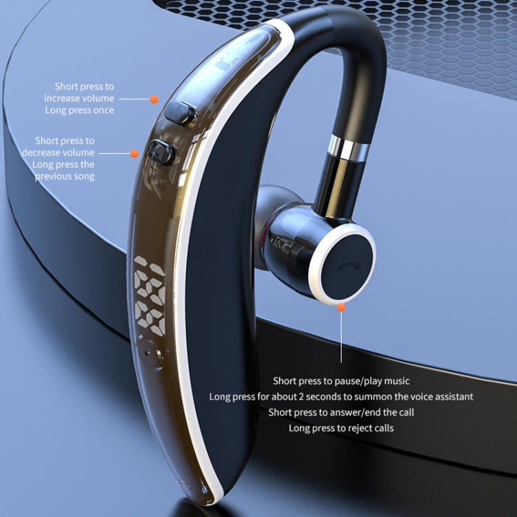 GL20 Digital Single-ear Rotating Universal Bluetooth Earphone(Black White)