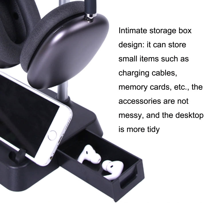 For AirPods Max Hifylux AP-HF5 Headphone Stand Mobile Phone Holder Storage Box(Black)