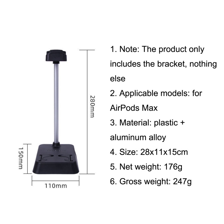 For AirPods Max Hifylux AP-HF5 Headphone Stand Mobile Phone Holder Storage Box(Black)