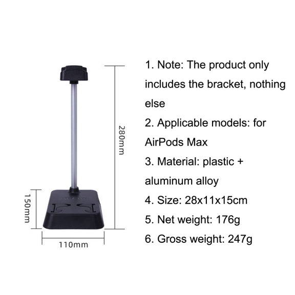 For AirPods Max Hifylux AP-HF5 Headphone Stand Mobile Phone Holder Storage Box(Black)