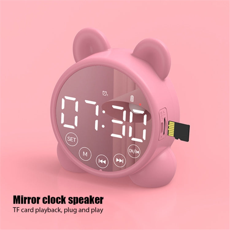 P1 Mini Card Mirror Clock Wireless Bluetooth Speaker with FM Radio(White)