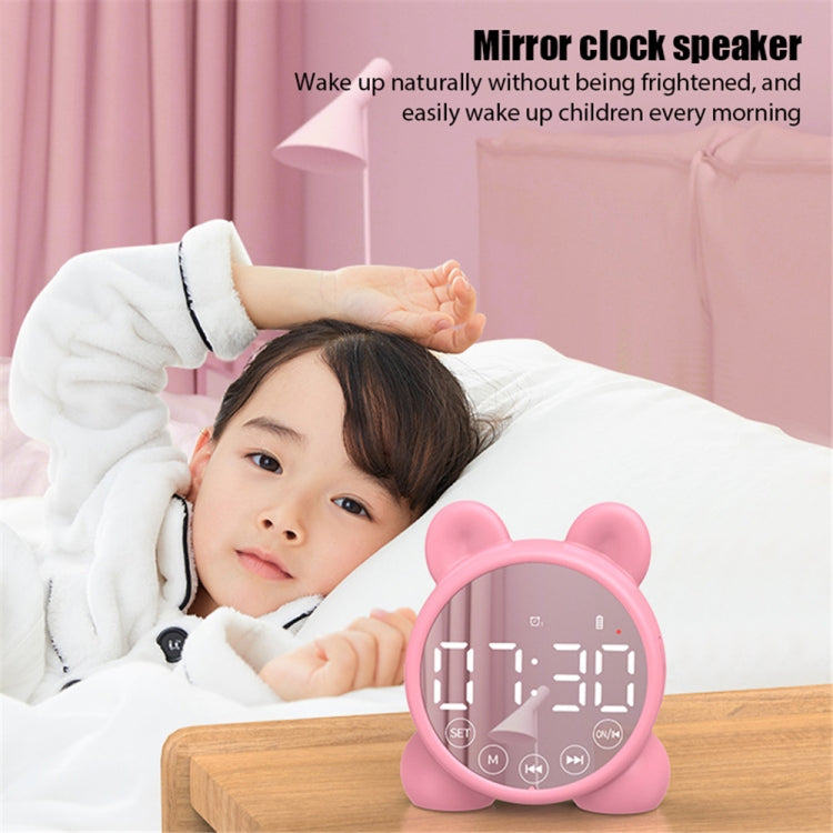 P1 Mini Card Mirror Clock Wireless Bluetooth Speaker with FM Radio(White)