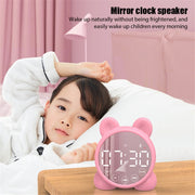 P1 Mini Card Mirror Clock Wireless Bluetooth Speaker with FM Radio(White)
