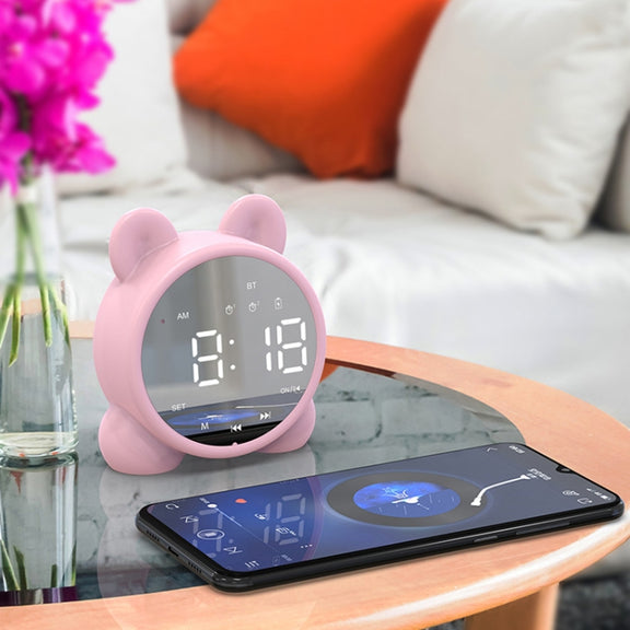 P1 Mini Card Mirror Clock Wireless Bluetooth Speaker with FM Radio(Light Green)