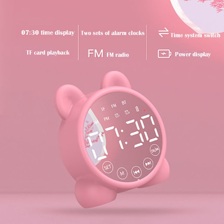 P1 Mini Card Mirror Clock Wireless Bluetooth Speaker with FM Radio(White)