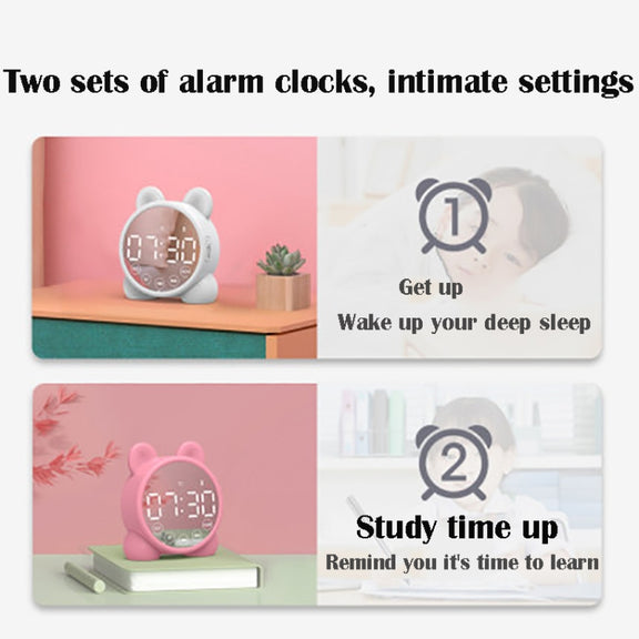 P1 Mini Card Mirror Clock Wireless Bluetooth Speaker with FM Radio(White)