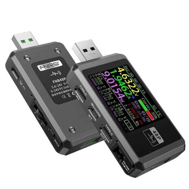 FNIRSI FNB48P USB Mobile Phone DC Power Charger Detector, Color: Without Bluetooth Black